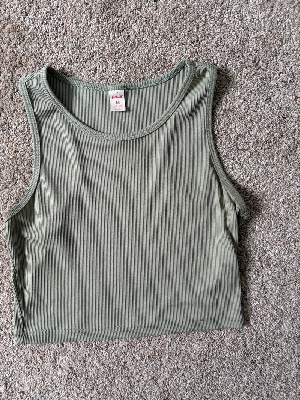 ROMWE Olive Green Ribbed Crop Tank